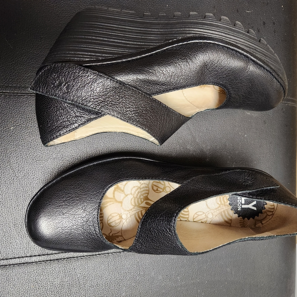 Fly London Black Wedge